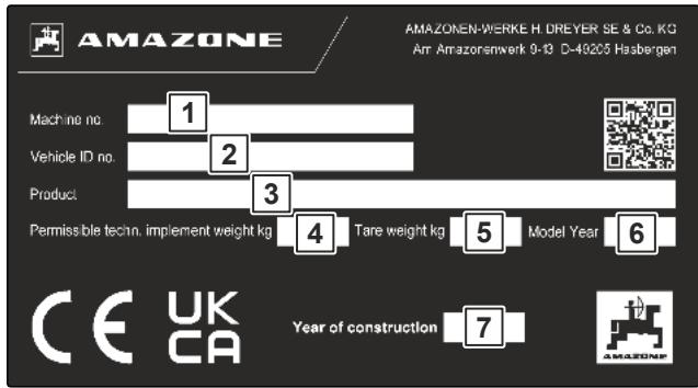 AMAZONE Pantera 7004 - Plaque signalétique sur la machine - 1
