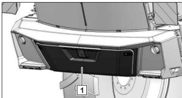 AMAZONE Pantera 7004 - Le compartment à l'avant derrière le couvercle rabatable 1 contient : - 1