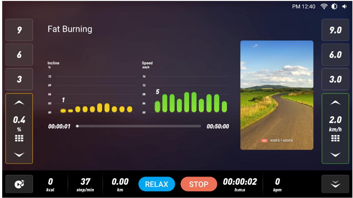 CARE FITNESS 25km/h - CARE - CLUB RUNNER écran TFT - Fat burning mode, as shown below: - 1