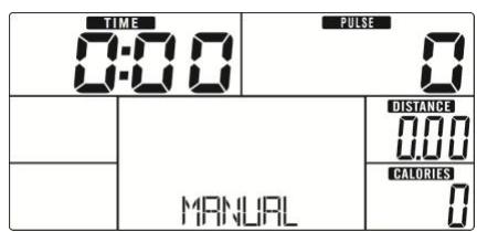 TIME 0:00 PULSE 0 MANUAL DISTANCE 0.00 CALORIES 0