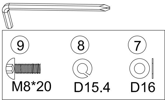 9 M8*20 8 D15.4 7 D16