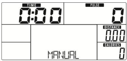 TIME 0:00 PULSE 0 MANUAL DISTANCE 0.00 CALORIES 0