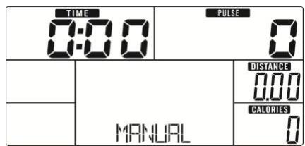TIME 0:00 PULSE 0 MANUAL DISTANCE 0.00 CALORIES 0