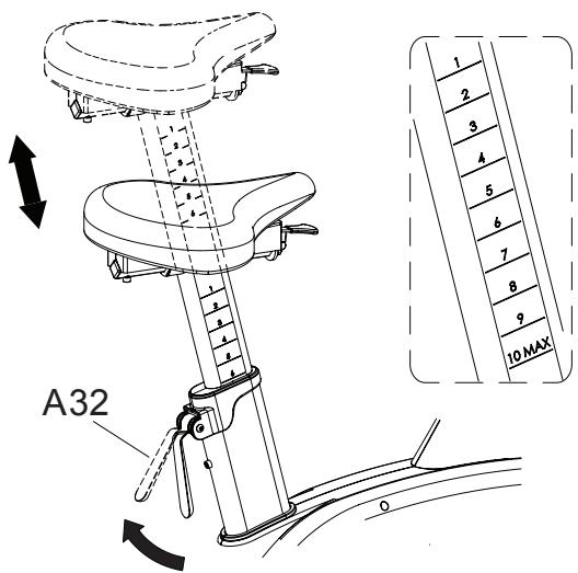 CARE FITNESS CROSSAIR-MAG C2 - Einstellen der Sattelhöhe - 2