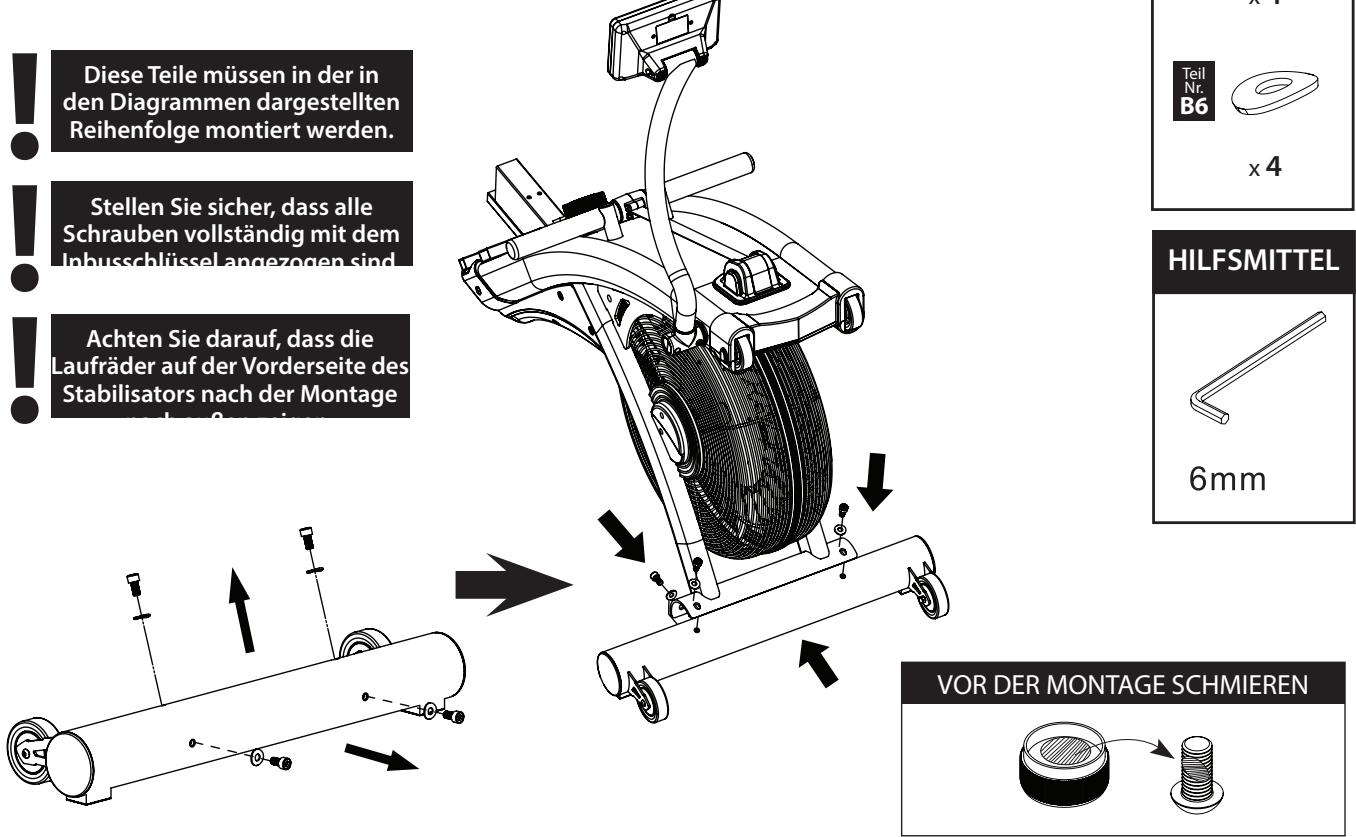 CARE FITNESS AIR-MAG magnétique - 2-2 Bringen Sie den vorderen Stabilisator an. - 1
