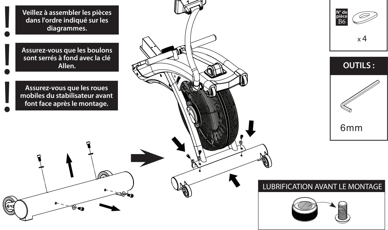 CARE FITNESS AIR-MAG magnétique - 2-2 Fixer le stabilisateur avant - 1