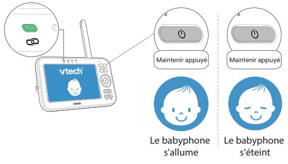 VTECH Babyphone Vidéo Color Night Light - BM5254 - (écran 5 - veilleuse) - Déplacer le curseur Marche/Arrêt pour allumer ou étéindre l'unité B illustré ci-dessous. - 4