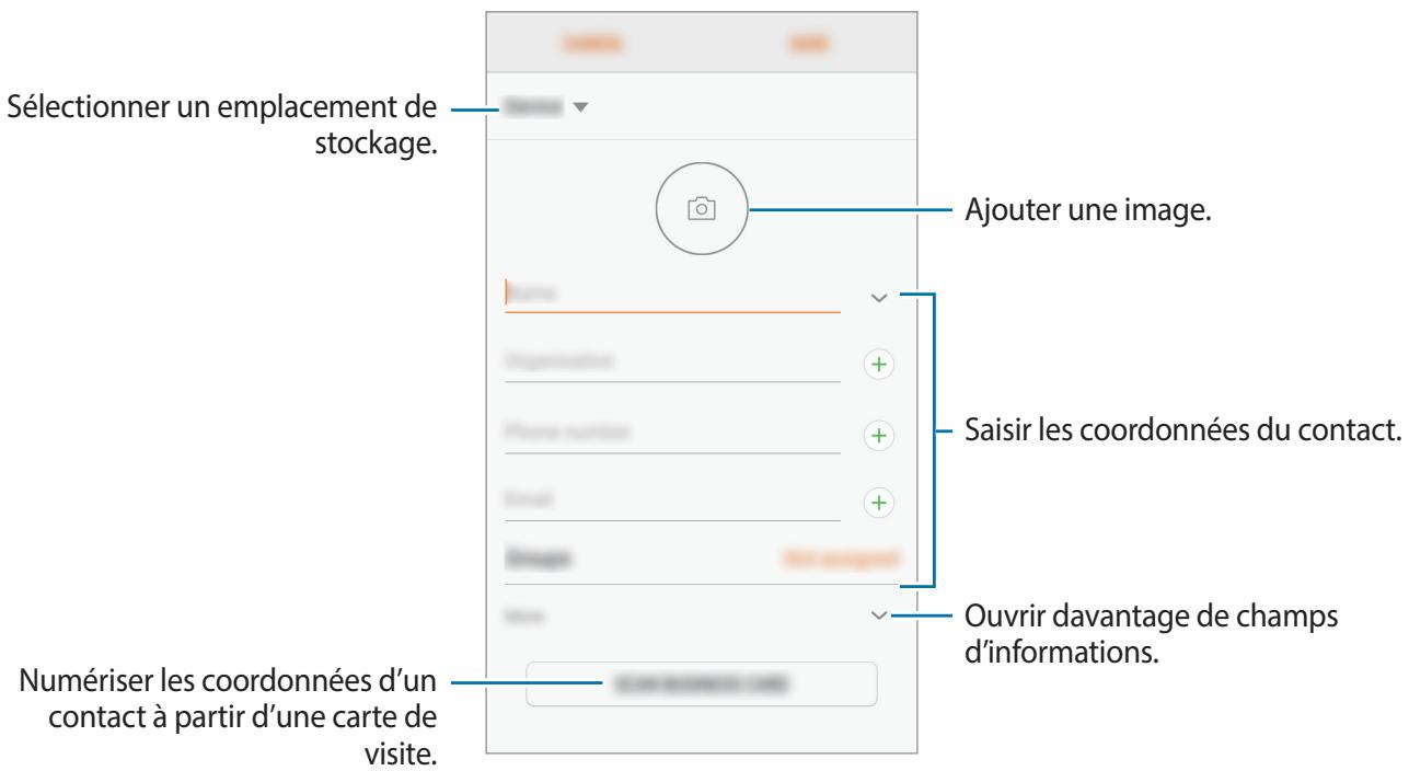 SAMSUNG GALAXY XCOVER 4 - Saisir les coordonnées du contact. - 1