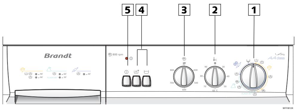 BRANDT WFF0512K - Escolher um programa de lavagem - 1