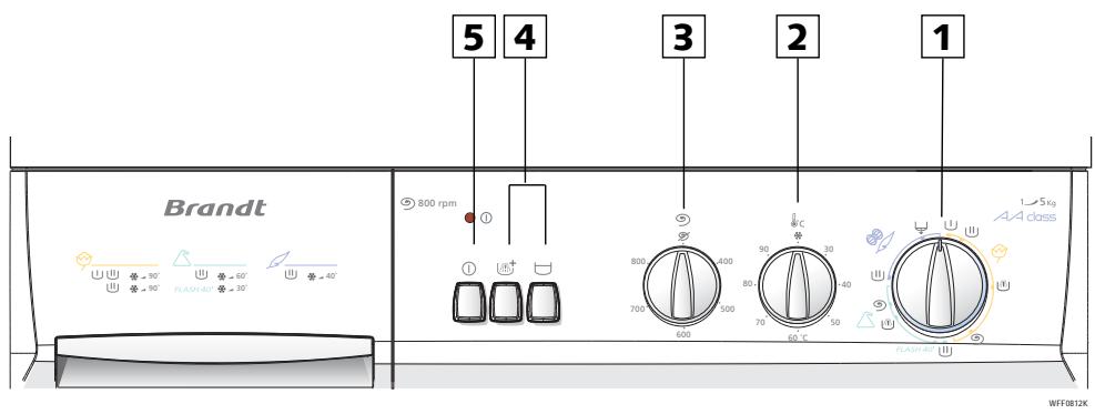 BRANDT WFF0612K - Escolher um programa de lavagem - 1