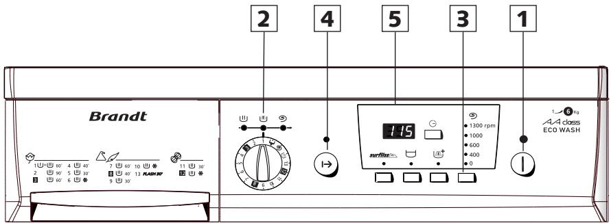 BRANDT WFF0762K - Escolher um programa de lavagem - 1