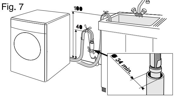 BRANDT WFH1687K - Connect the drain hose (Fig. 7) - 1