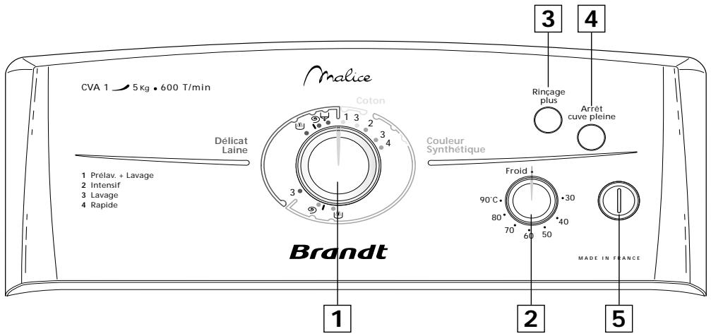 BRANDT WTC0611F - Choix d'un programme de lavage - 1