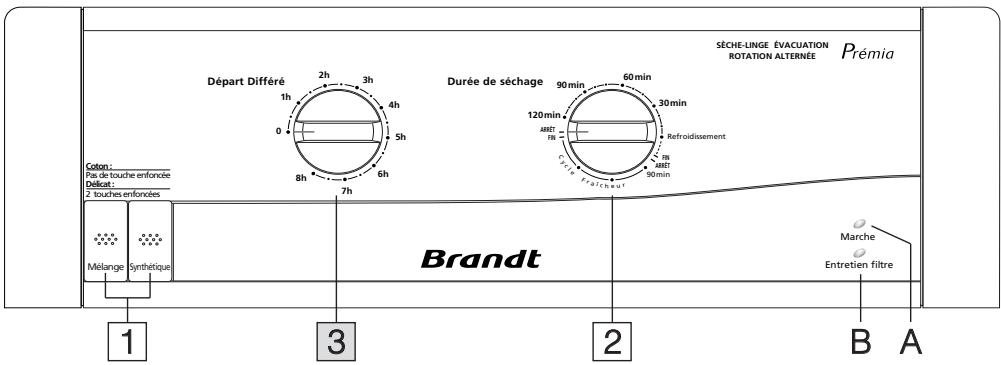 BRANDT ETE121F - Choix d'un programme de séchage - 1