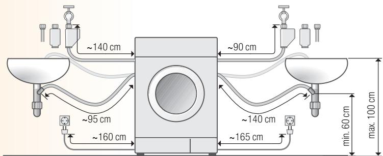 SIEMENS WD14H560FF/03 - Longueurs des flexibles, conduites et lignes selon le modele - 2