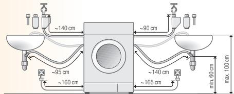 SIEMENS WD14H560FF/05 - Longueurs des flexibles, conduites et lignes selon le modèle - 3