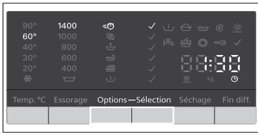 SIEMENS WD14H462FF - Modification des fonctions additionnelles d'un programme de lavage, par ex. sélection de = 0 (speedPerfect): - 1