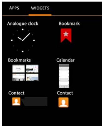APPS WIDGETS Analogue clock Bookmark Bookmarks Calendar Contact Contact