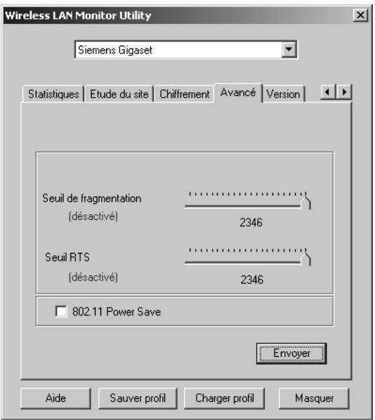 SIEMENS GIGASET PC CARD 11 - Modifier le Seuil de fragmentation/Seuil RTS - 1