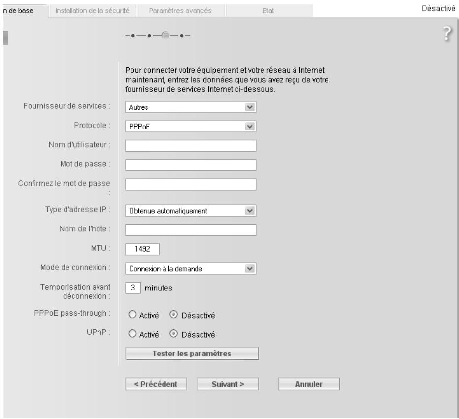 SIEMENS GIGASET SE361 WLAN - Configuration de la connexion Internet - 1