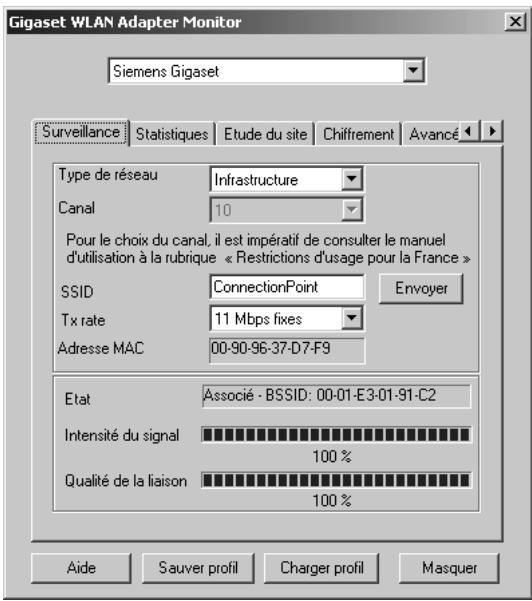 SIEMENS GIGASET USB ADAPTER 11 - Connexion à des points d'accès (mode Infrastructure) - 1