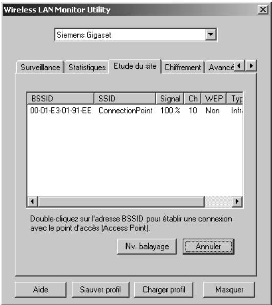 SIEMENS GIGASET USB ADAPTER 11 - Connexion au site désiré à l'aide de l'utilitaire Etude du site - 1