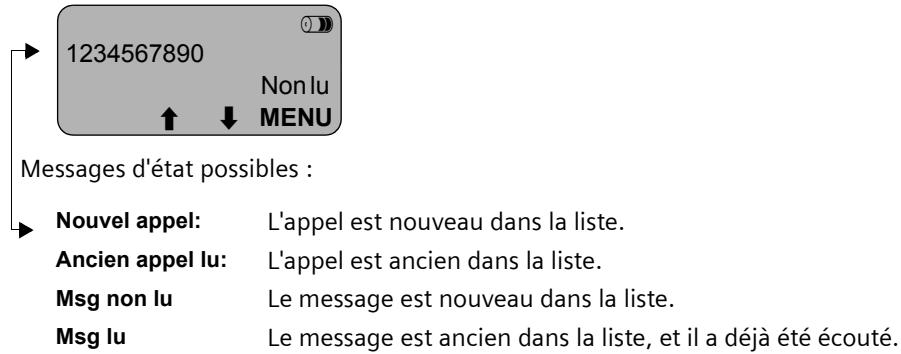 SIEMENS GIGASET CX550 - Afficher une entrée du journal des appels/journal du répondeur, enregistrer le numéro dans le réseau - 1