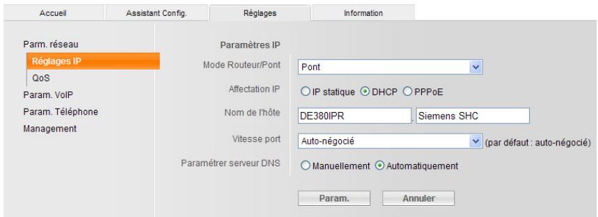 SIEMENS GIGASET DE380 IP R - Paramètres IP - 1