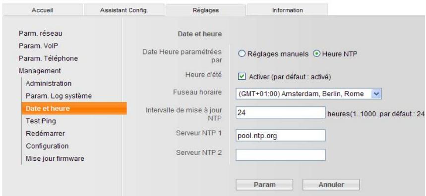 SIEMENS GIGASET DE380 IP R - Date et heure - 1