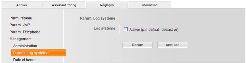 SIEMENS GIGASET DE380 IP R - Param. Log système - 1