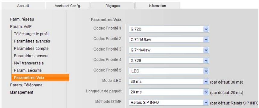 SIEMENS GIGASET DE380 IP R - Paramètres Voix - 1
