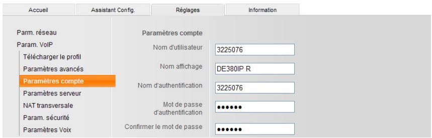 SIEMENS GIGASET DE380 IP R - Paramètres compte - 1