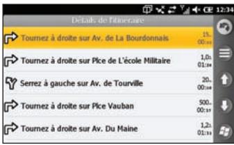GARMIN NUVIFONE M10 - Affichage des détails de l'itinétaire - 1