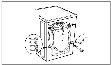 LG F74680WH - Dépose des vis de bridage - 2