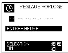 REGLAGE HORLOGE ENTREE HEURE SELECTION FIN