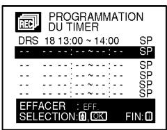 PROGRAMMATION DU TIMER DRS 18 13:00 ~ 14:00 SP -- -- : -- : -- SP -- -- : -- : -- SP -- -- : -- : -- SP -- -- : -- : -- SP EFFACER : EFF SELECTION: ☑ ☒ FIN: ☐