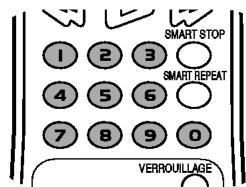 SMART STOP 1 2 3 SMART REPEAT 4 5 6 7 8 9 0 VERROUILLAGE