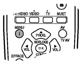 TVVIDEO VIDEO TV MUET MENU AV PROG. HORLOGE TV AV VOL D.K VOL COU EFFACE