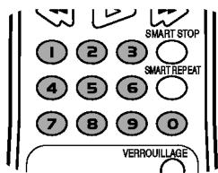SMART STOP 1 2 3 SMART REPEAT 4 5 6 7 8 9 0 VERROUILLAGE