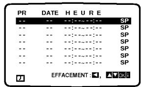 PR DATE H E U R -- -- --:SP -- -- --:SP -- -- --:SP -- -- --:SP -- -- --:SP -- -- --:SP -- -- --:SP EFFACEMENT: 1, ▲▼OK!