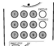 1 2 3 ZAPPUB 4 5 6 TV/VIDEO 7 8 9 0 SMART STOP AV
