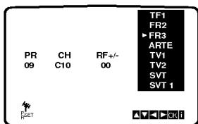 PR 09 CH C10 RF+/- 00 TF1 FR2 ▶FR3 ARTE TV1 TV2 SVT SVT 1