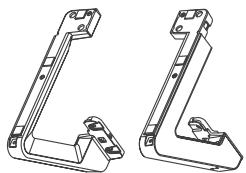 Technical line drawing of two mechanical bracket components (no text or symbols)