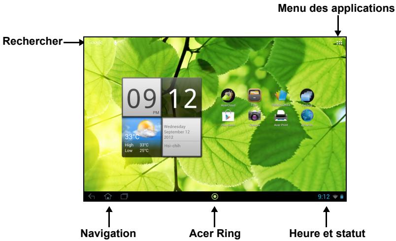 ACER ICONIA TAB W700, ICONIA TAB W700P, ICONIA W700 - L'écran d'accueil - 1