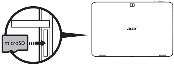 ACER ICONIA TAB W700, ICONIA TAB W700P, ICONIA W700 - Insérer une carte microSD (option) - 2