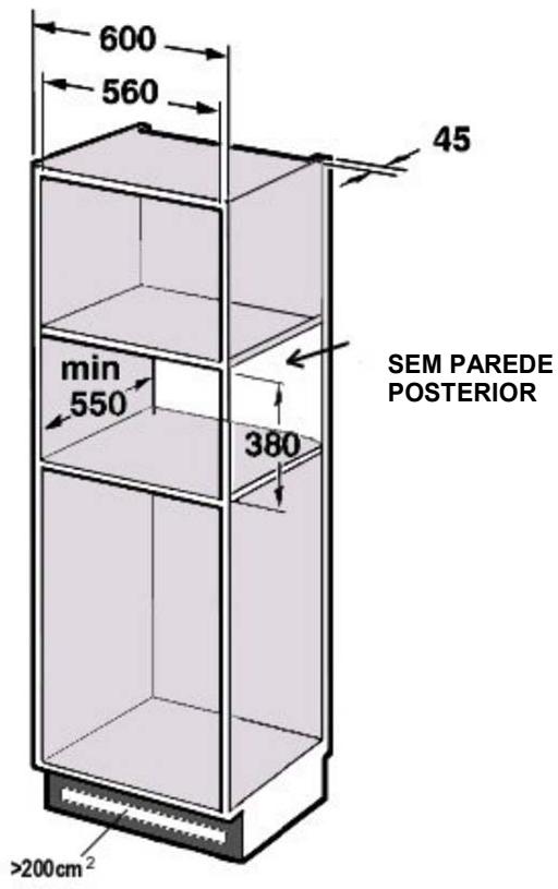 600 560 45 min 550 380 SEM PAREDE POSTERIOR >200cm²
