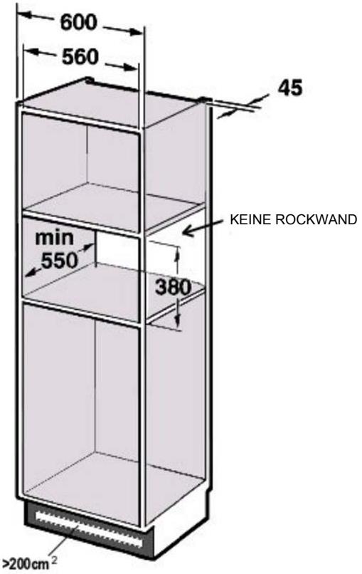 600 560 45 min 550 KEINE ROCKWAND 380 >200cm²