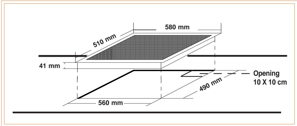CANDY PVC220 - Worktop cut-out dimensions : - 1