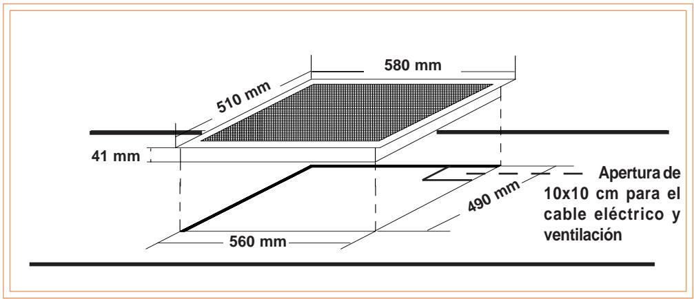 CANDY PVC220 - Dimensiones del empotramiento : - 1