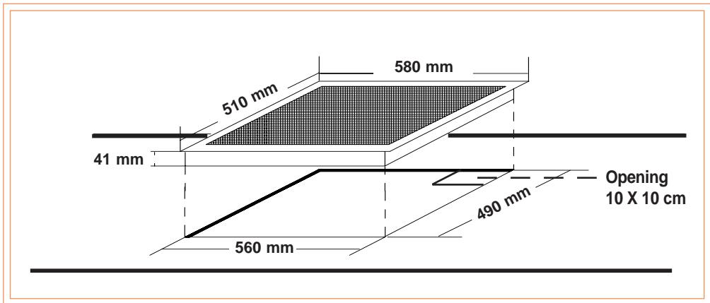 CANDY PVC310 - Worktop cut-out dimensions : - 1